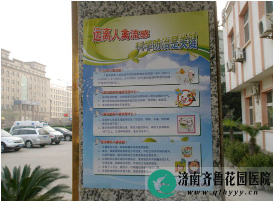在院外张贴了大量的预防H7N9流感宣传画