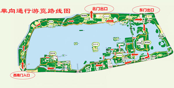 大明湖景区免费开放元旦期间单向通行示意图